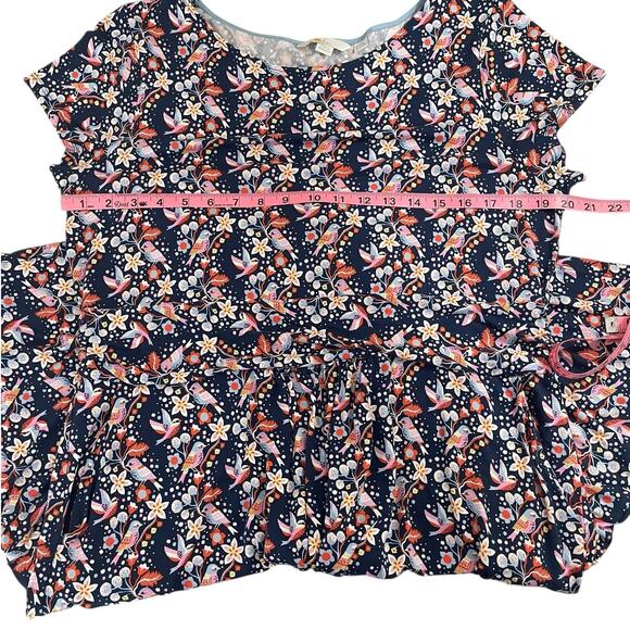 Boden Amelie Scoop Neck Jersey Dress Bird Floral Print Cap Sleeve Size 16/18R - Picture 8 of 10